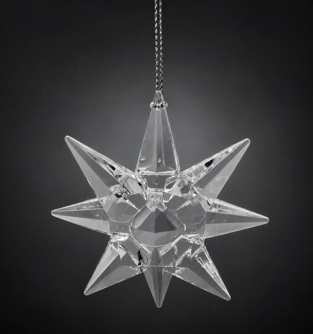 Clear Plastic 3D Star Christmas Ornament Hanging Holiday Tree Decoration